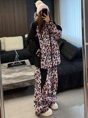 First Encounter Blizzard Babe Leopard Pink Baggy Snow Suit für Damen
