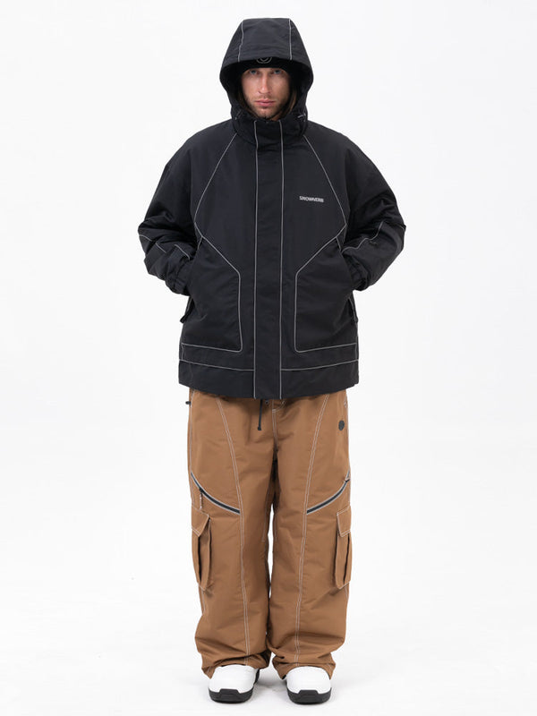 Men's Night Skiing Chill Reflective Snow Suit – Mountain Jacket & Streetstorm Baggy Pants Set