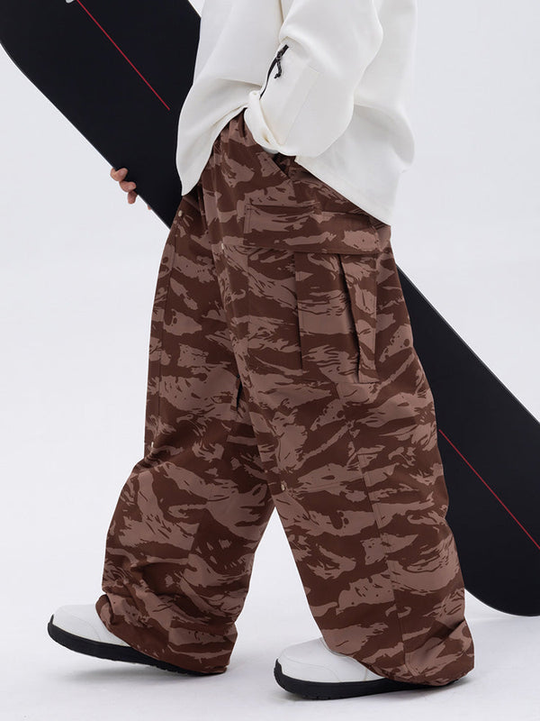 Herren-Skihose mit doppeltem Knieausschnitt, Mountain Freestyle, Baggy-Camo-Muster