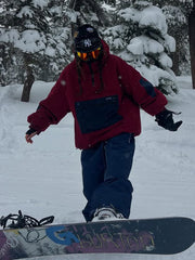 AlpineCruise Damen-Snowboardjacke im Baggy-Bomber-Stil mit Cargotasche