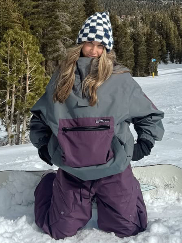 AlpineCruise Damen-Snowboardjacke im Baggy-Bomber-Stil mit Cargotasche