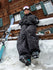 Damen-Skihose mit doppeltem Knie, Leopardenmuster, weit geschnitten, für Mountain Freestyle, Baggy-Stil