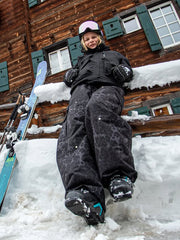 Damen-Skihose mit doppeltem Knie, Leopardenmuster, weit geschnitten, für Mountain Freestyle, Baggy-Stil