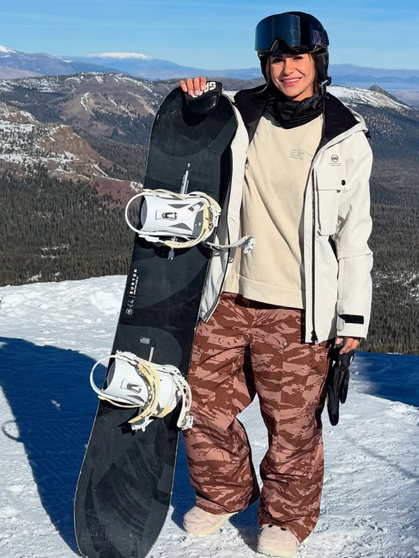 Damen-Skihose mit doppeltem Knie, Leopardenmuster, weit geschnitten, für Mountain Freestyle, Baggy-Stil