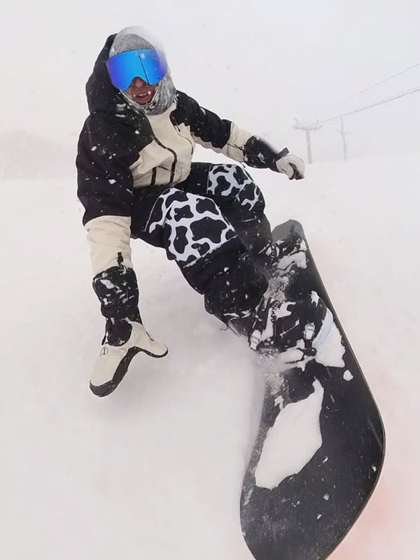 Men's Freestyle Knee Reflective Graphic Panel Cargo Baggy Snow Pants