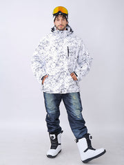 Wasserdichte Skijacke mit Kapuze und Schneeeulenmotiv für Herren und Unisex