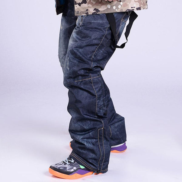 Herren Winter Warme Wasserdichte Hüft-Snowboard-Jeans aus Denim