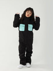 Kinder-Winterkrieger-Block-Einteiler-Schneeanzug mit Luftpose