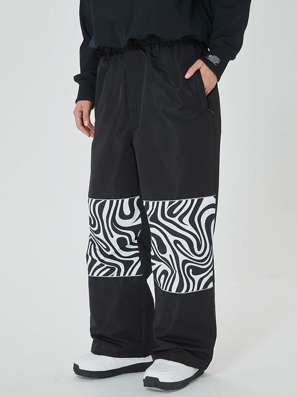 Freestyle Damen-Skihose mit reflektierenden Knien, Grafikeinsatz, Cargohose und weitem Bein