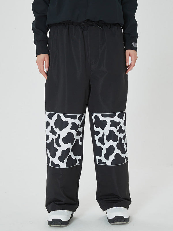 Herren Freestyle Cargo Baggy Skihose mit reflektierenden Knie-Einsätzen und Grafikprints