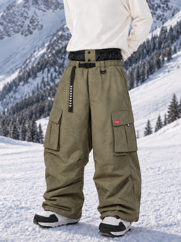 Pantalon de ski cargo ample et utilitaire pour homme – Modèle à ceinture de ville multipoches