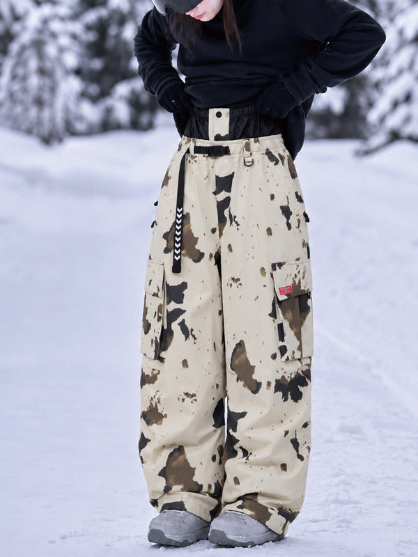 Damen-Street-Utility-Cargo-Schneehose im Baggy-Stil – Design mit mehreren Taschen und Gürtel