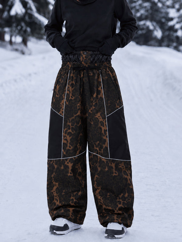 Wild Motion Super Baggy Schneehose für Damen – Reflektierendes Colorblock-Design mit mehreren Taschen