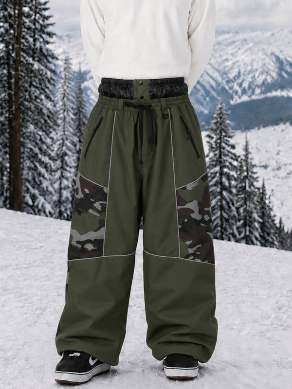 Pantalon de ski Wild Motion Super Baggy pour homme – Multi-poches, design à blocs de couleurs réfléchissants