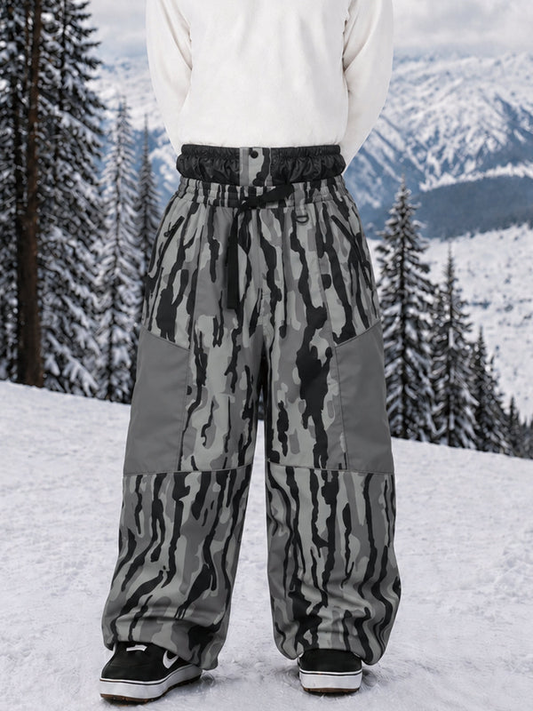 Pantalon de ski Wild Motion Super Baggy pour homme – Multi-poches, design à blocs de couleurs réfléchissants