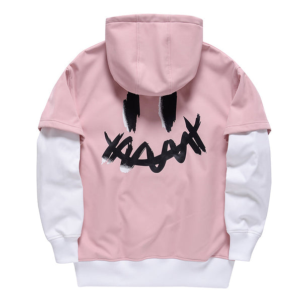 Herren-Fleece-Schneehoodie mit Smiley-Gesicht