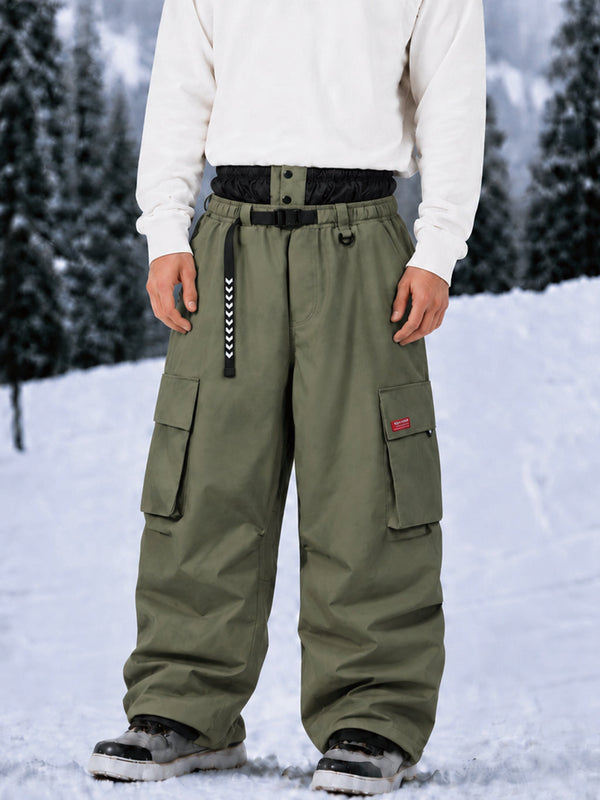 Pantalon de ski cargo ample et utilitaire pour homme – Modèle à ceinture de ville multipoches
