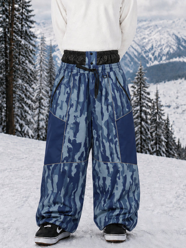 Pantalon de ski Wild Motion Super Baggy pour homme – Multi-poches, design à blocs de couleurs réfléchissants