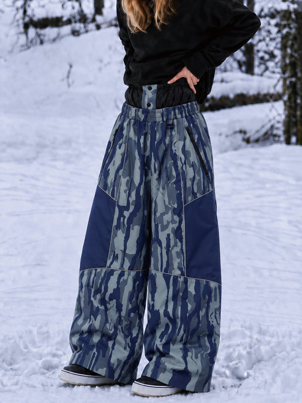 Wild Motion Super Baggy Schneehose für Damen – Reflektierendes Colorblock-Design mit mehreren Taschen