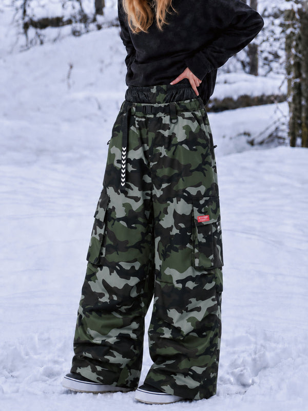 Damen-Street-Utility-Cargo-Schneehose im Baggy-Stil – Design mit mehreren Taschen und Gürtel