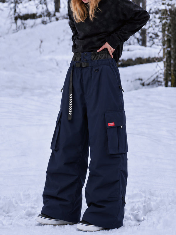Damen-Street-Utility-Cargo-Schneehose im Baggy-Stil – Design mit mehreren Taschen und Gürtel