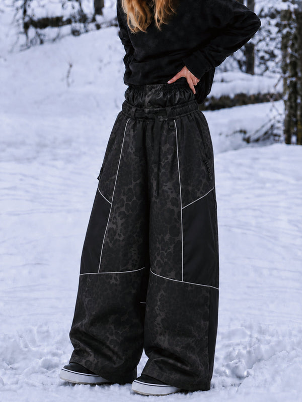 Wild Motion Super Baggy Schneehose für Damen – Reflektierendes Colorblock-Design mit mehreren Taschen