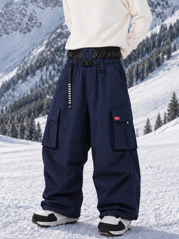 Pantalon de ski cargo ample et utilitaire pour homme – Modèle à ceinture de ville multipoches