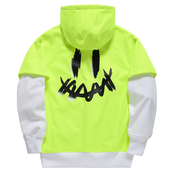 Herren-Fleece-Schneehoodie mit Smiley-Gesicht