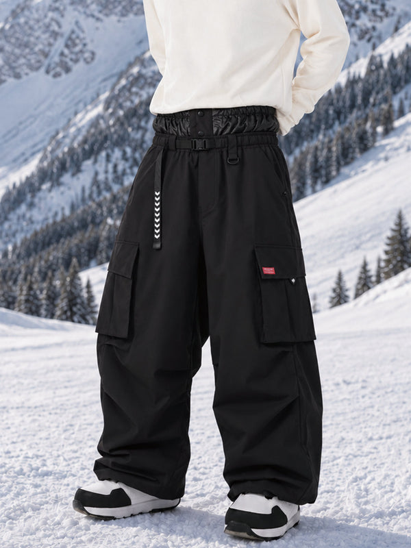 Pantalon de ski cargo ample et utilitaire pour homme – Modèle à ceinture de ville multipoches