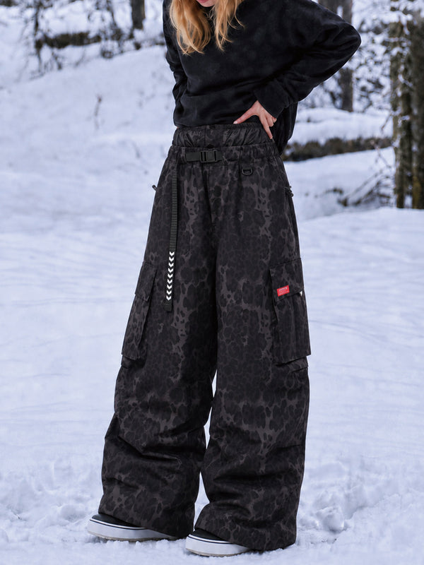 Damen-Street-Utility-Cargo-Schneehose im Baggy-Stil – Design mit mehreren Taschen und Gürtel