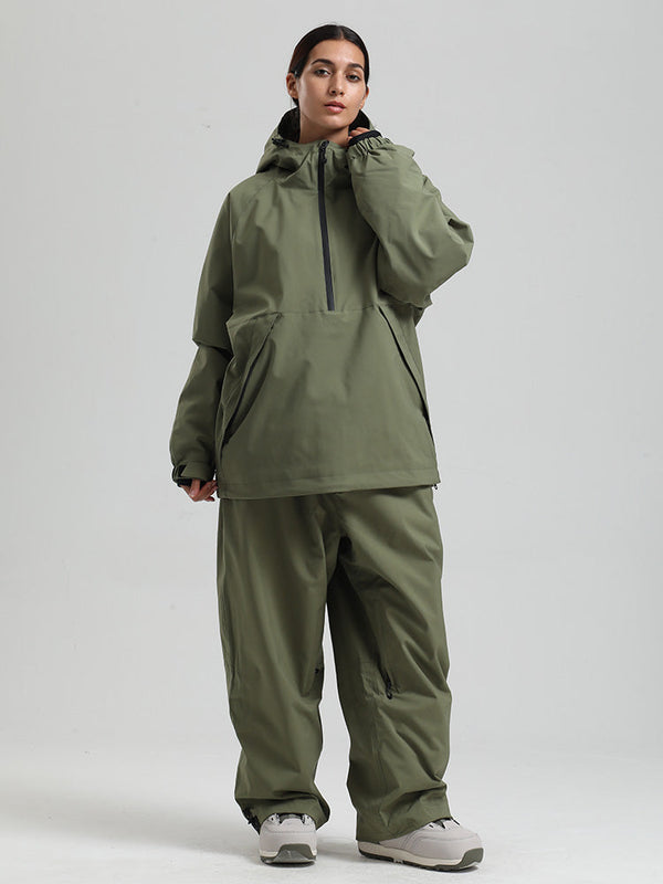 Gsou Snow Damen-Snowboardanzug, strapazierfähig, urbaner Look, Pullover-Anorak