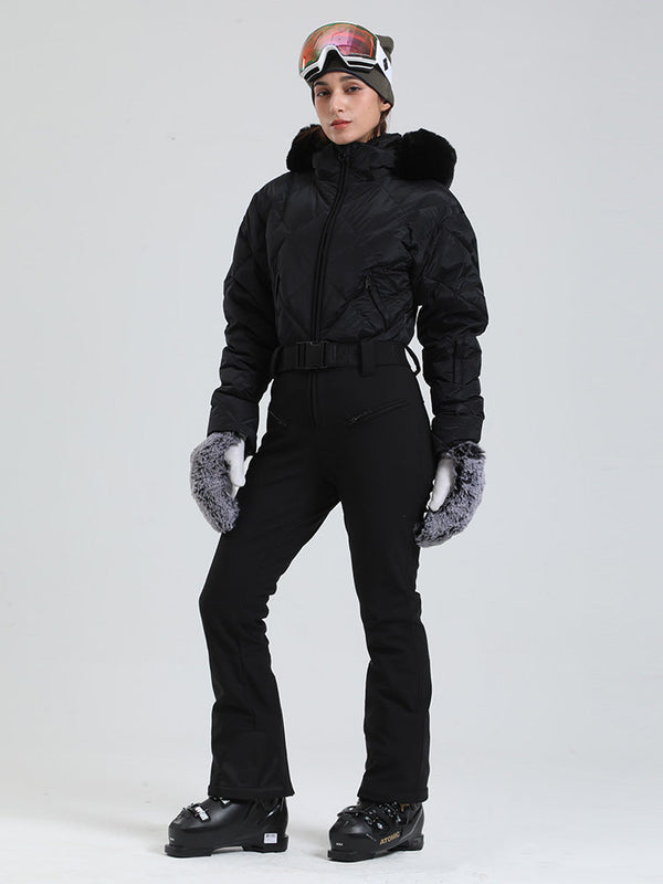 Arctic Vogue Damen-Daunenoverall mit Fleece-Futter im Berg-Chic-Stil