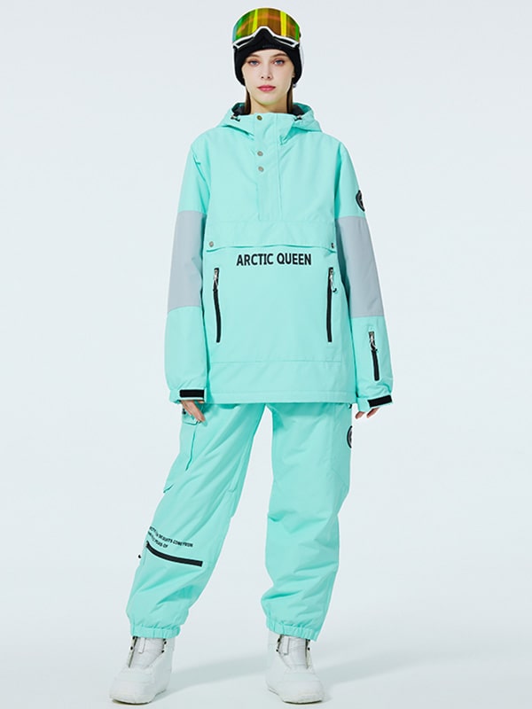 SnowCrest FrostTrek Anorak-Schneeanzüge für Damen mit halbem Reißverschluss