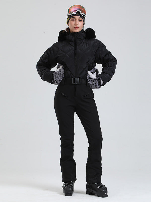 Arctic Vogue Damen-Daunenoverall mit Fleece-Futter im Berg-Chic-Stil