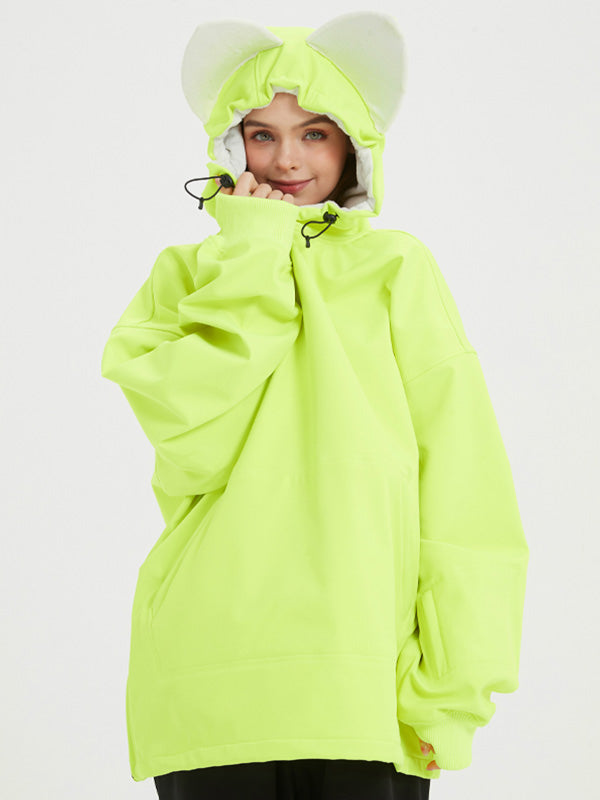 Doorek Damen-Fleece-Kapuzenpullover, flauschig, niedlich, wasserdicht, mit Katzenohren-Verzierung