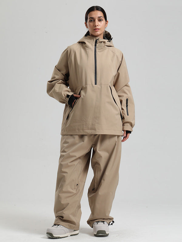 Gsou Snow Damen-Snowboardanzug, strapazierfähig, urbaner Look, Pullover-Anorak