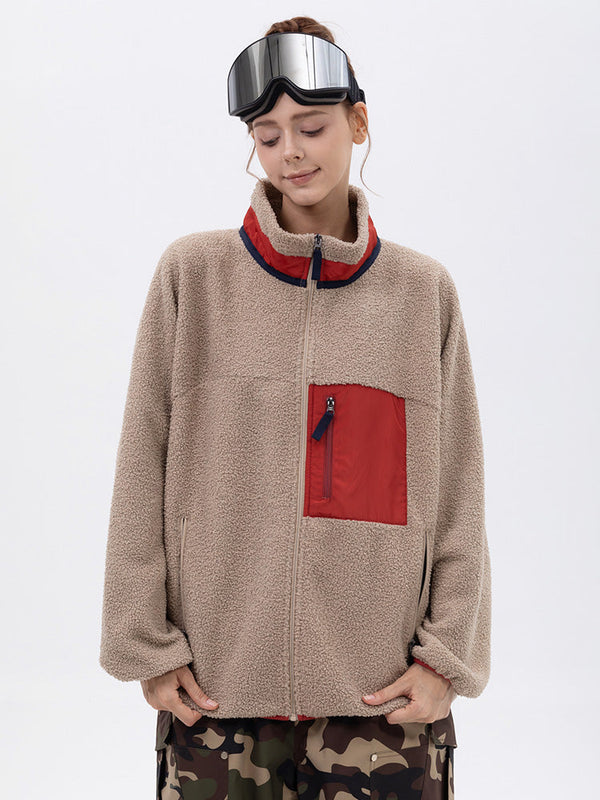 Damen-Fleecejacke aus Kunst-Sherpa-Fleece mit durchgehendem Reißverschluss für abenteuerliche Bergtouren