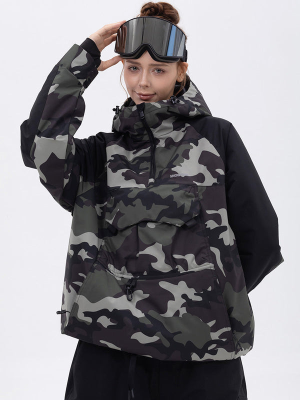 Damen Mountain Freestyle Cargo Pocket Bomber Camo Snowboardjacke