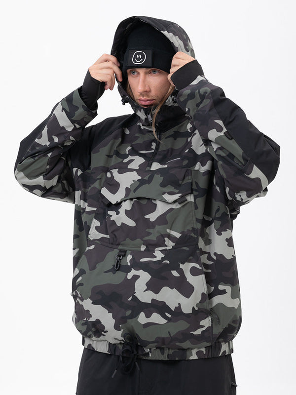 Herren Mountain Freestyle Cargo Pocket Pullover Bomber Snowboardjacke