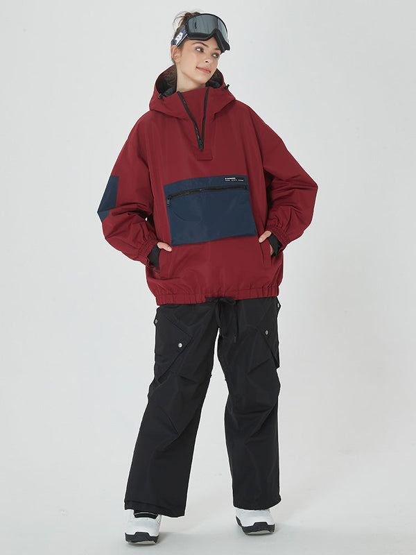Damen-Winter-Bomberjacke, Baggy-Schneejacke & Swag-Cargo-Snowboardhose