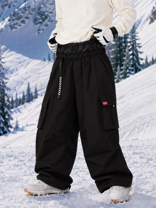 Pantalon de ski cargo ample et utilitaire pour homme – Modèle à ceinture de ville multipoches