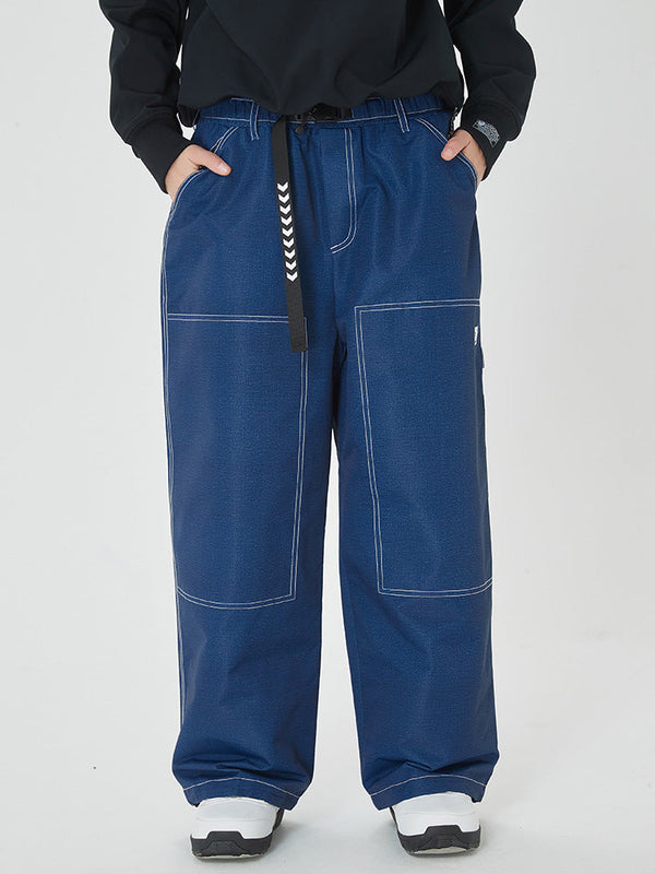 Damen Mountain Freerider Denim Cargo Pants Baggy Snowboard Pants