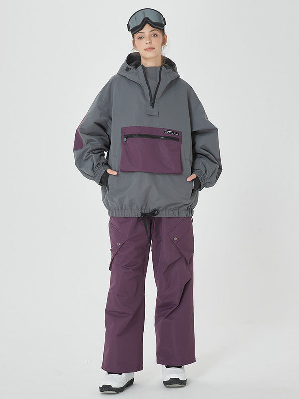 Damen-Winter-Bomberjacke, Baggy-Schneejacke & Swag-Cargo-Snowboardhose