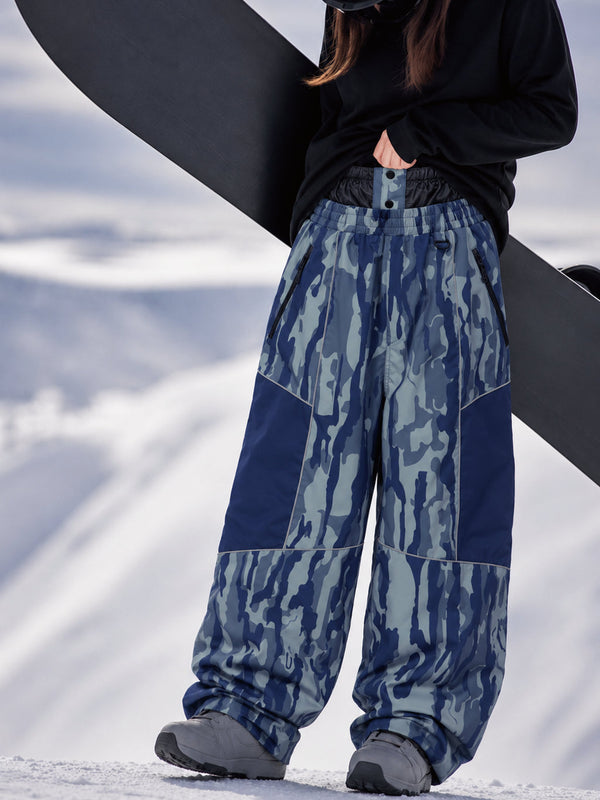 Wild Motion Super Baggy Schneehose für Damen – Reflektierendes Colorblock-Design mit mehreren Taschen