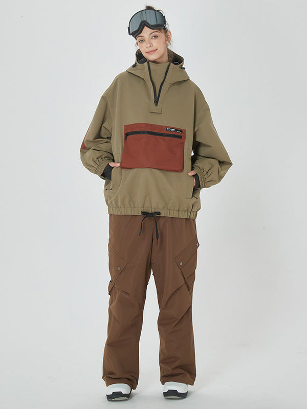 Damen-Winter-Bomberjacke, Baggy-Schneejacke & Swag-Cargo-Snowboardhose