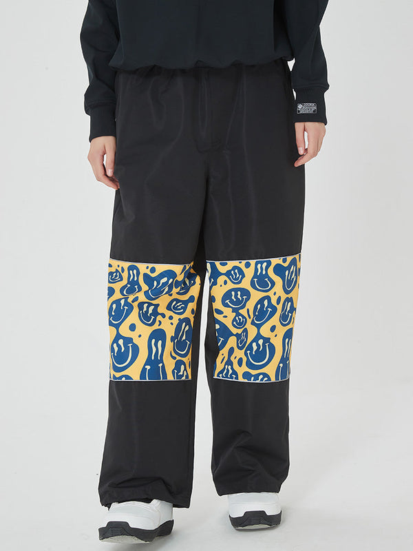 Freestyle Damen-Skihose mit reflektierenden Knien, Grafikeinsatz, Cargohose und weitem Bein