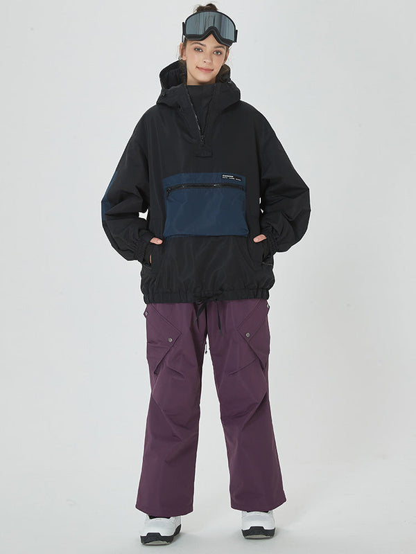 Damen-Winter-Bomberjacke, Baggy-Schneejacke & Swag-Cargo-Snowboardhose