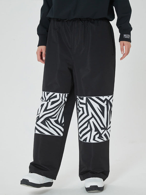 Freestyle Damen-Skihose mit reflektierenden Knien, Grafikeinsatz, Cargohose und weitem Bein