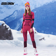 Gsou Snow Winter Warmers Fleece-Thermo-Baselayer-Set für Damen