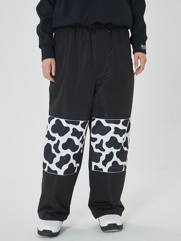Freestyle Damen-Skihose mit reflektierenden Knien, Grafikeinsatz, Cargohose und weitem Bein